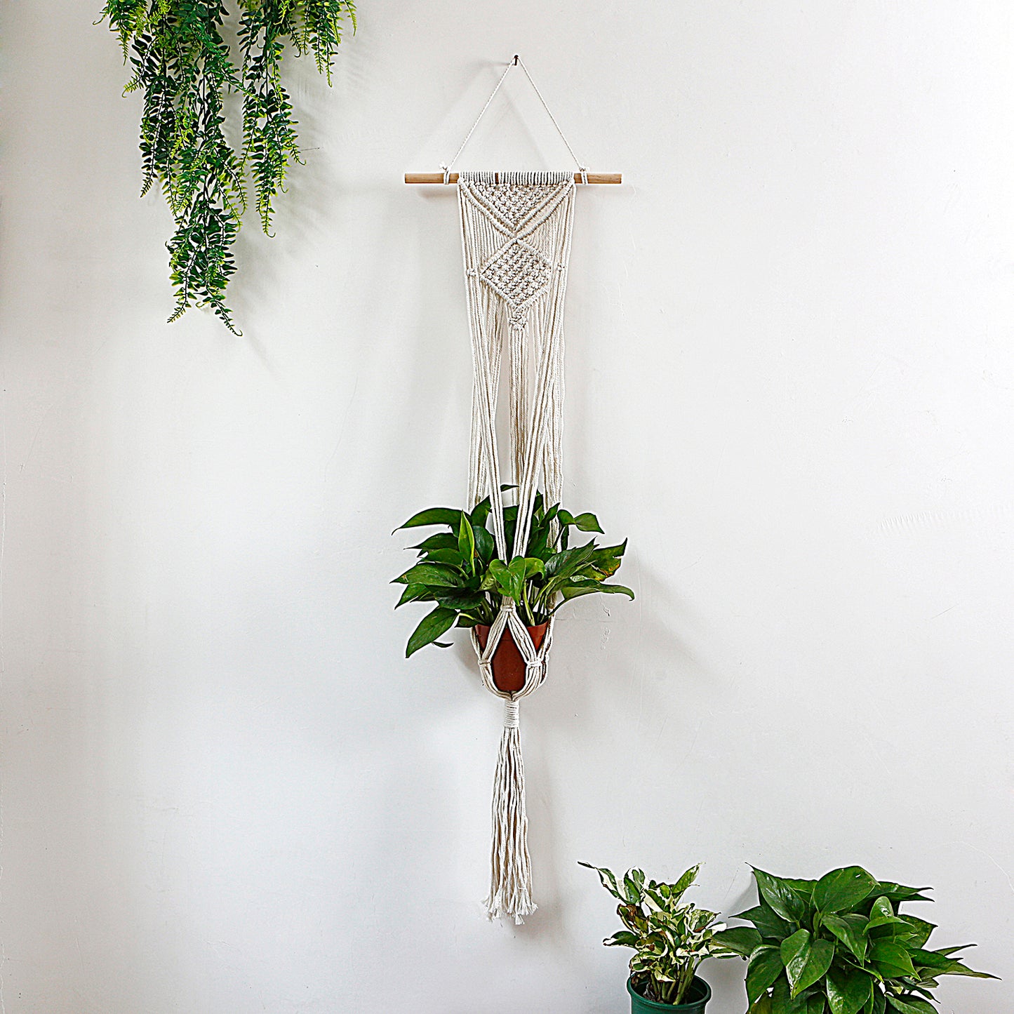 Macrame Cotton Rope Plants Hanging Pots Holder Stand
