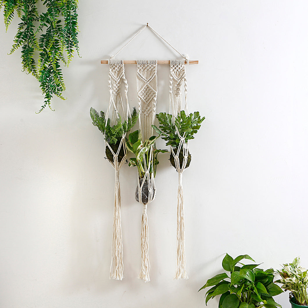 Macrame Cotton Rope Plants Hanging Pots Holder Stand