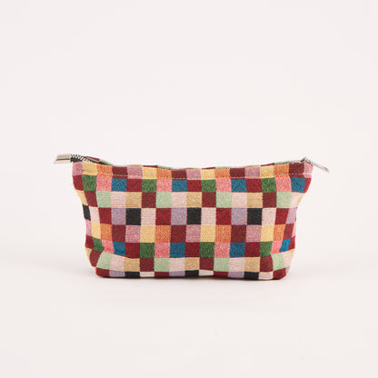Colorful Checkered Toiletry / Makeup Bag - Travel-Friendly Cosmetic Bag