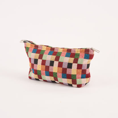 Colorful Checkered Toiletry / Makeup Bag - Travel-Friendly Cosmetic Bag