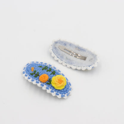 Marigold Floral Crochet Hair Clip