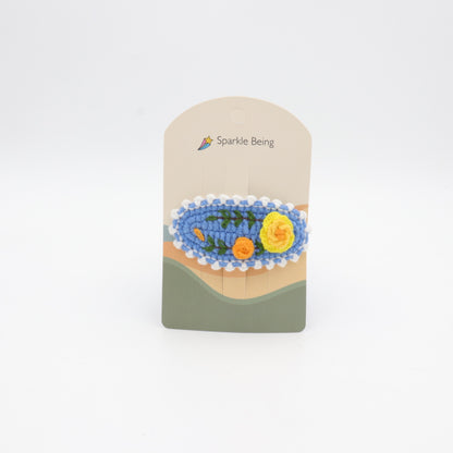 Marigold Floral Crochet Hair Clip