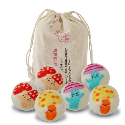 Mushroom Eco Wool Laundry Dryer Balls – Set of 3