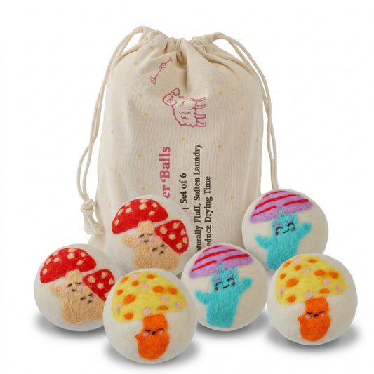 Mushroom Eco Wool Laundry Dryer Balls – Set of 3