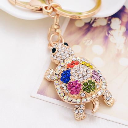 Colorful Rhinestone Turtle Keychain – Sparkly Bag Charm