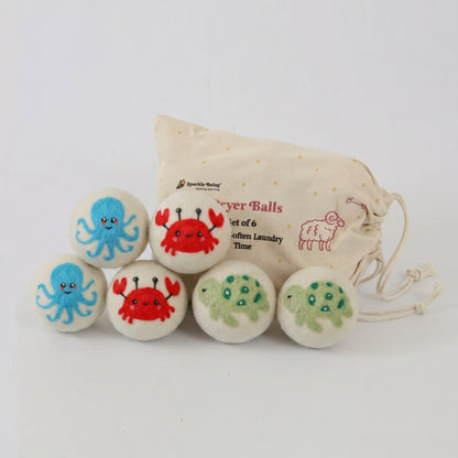 Ocean Animal Wool Dryer Balls – Set of 6