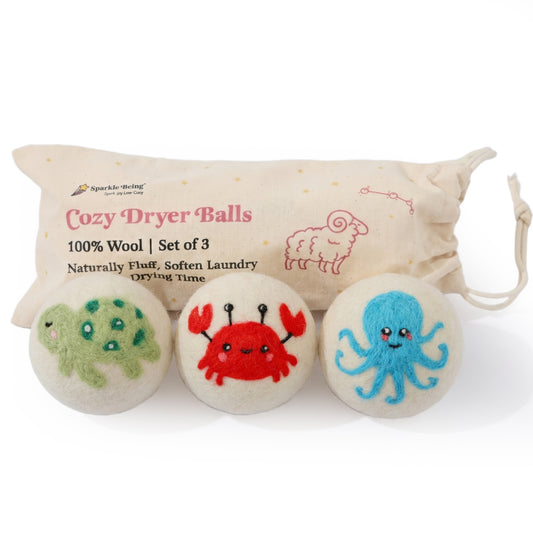 Ocean Animal Wool Laundry Dryer Balls – Set of 3