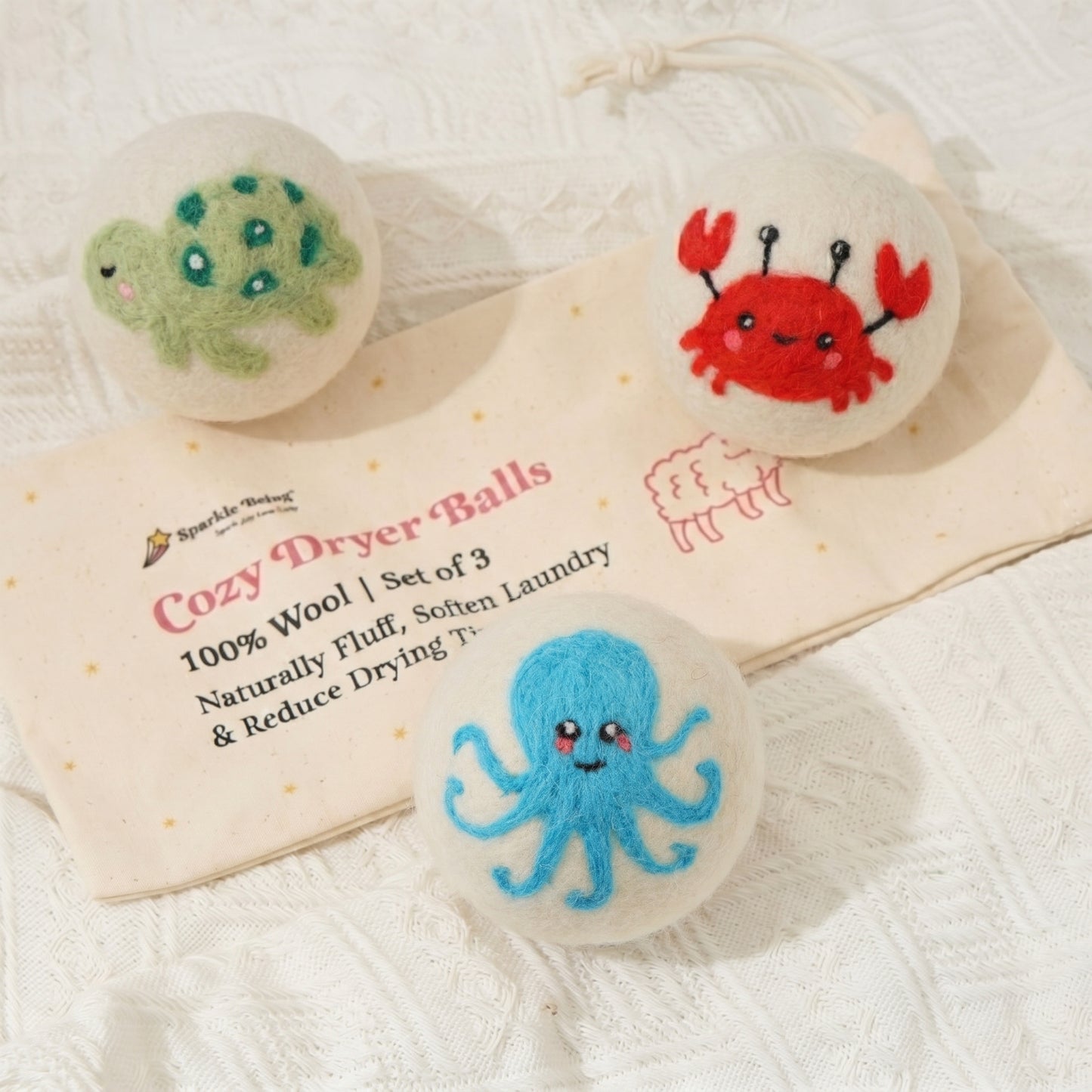 Ocean Animal Wool Dryer Balls – Set of 6