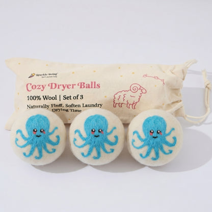 Octopus Eco Wool Laundry Dryer Balls - Set of 3