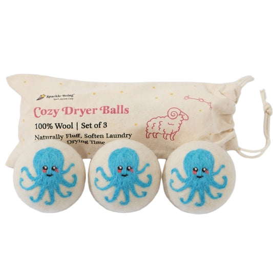 Octopus Eco Wool Laundry Dryer Balls - Set of 3