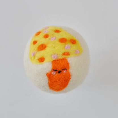 Yellow Mushroom Eco Wool Laundry Dryer Balls - Set of 3