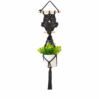 Owl Macramé Hanging Plant Holder – Boho Wall Planter