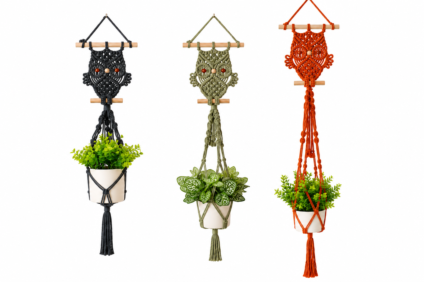Owl Macramé Hanging Plant Holder – Boho Wall Planter