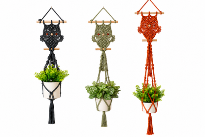 Owl Macramé Hanging Plant Holder – Boho Wall Planter