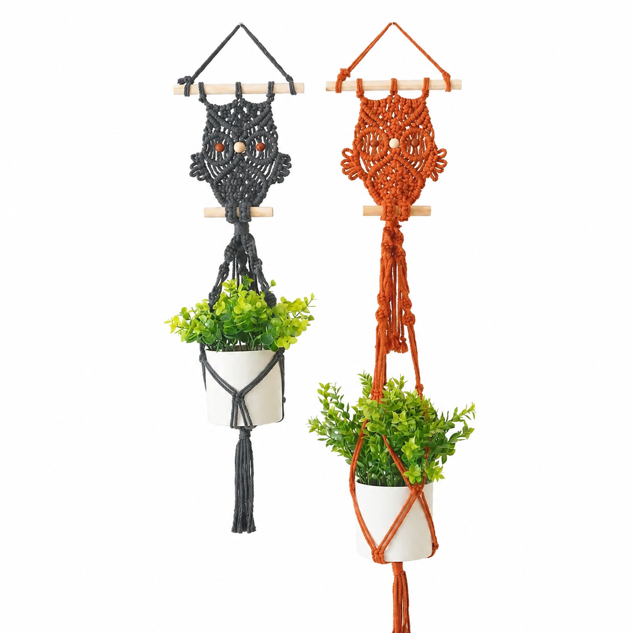 Owl Macramé Hanging Plant Holder – Boho Wall Planter