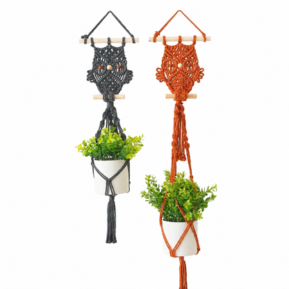 Owl Macramé Hanging Plant Holder – Boho Wall Planter