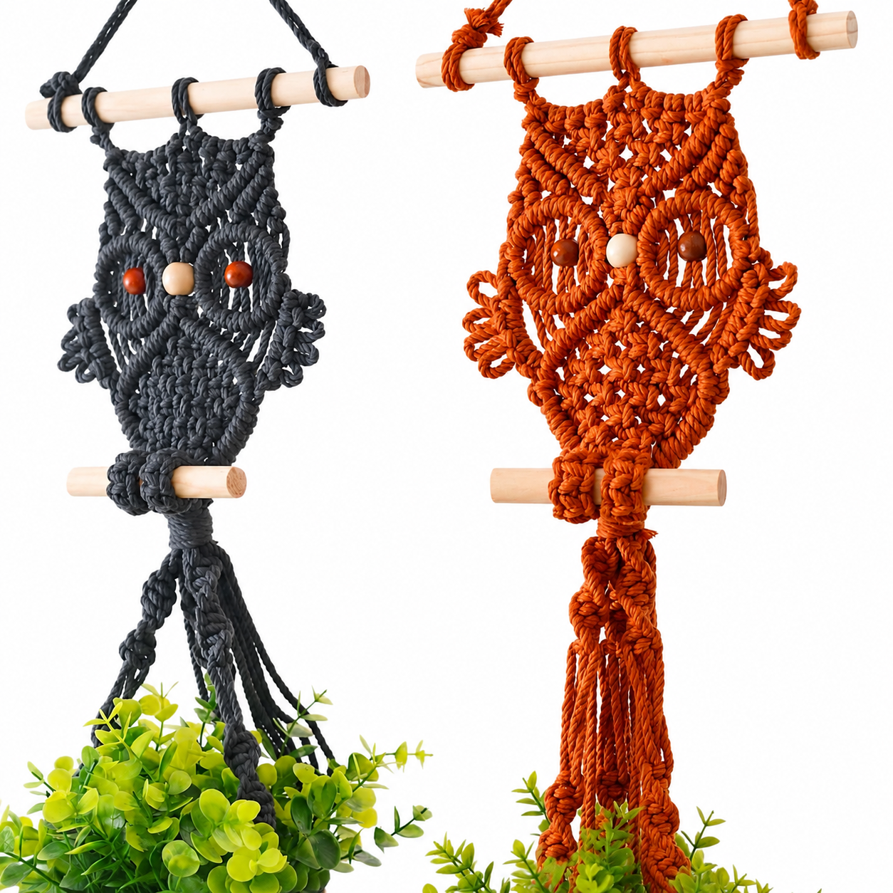 Owl Macramé Hanging Plant Holder – Boho Wall Planter