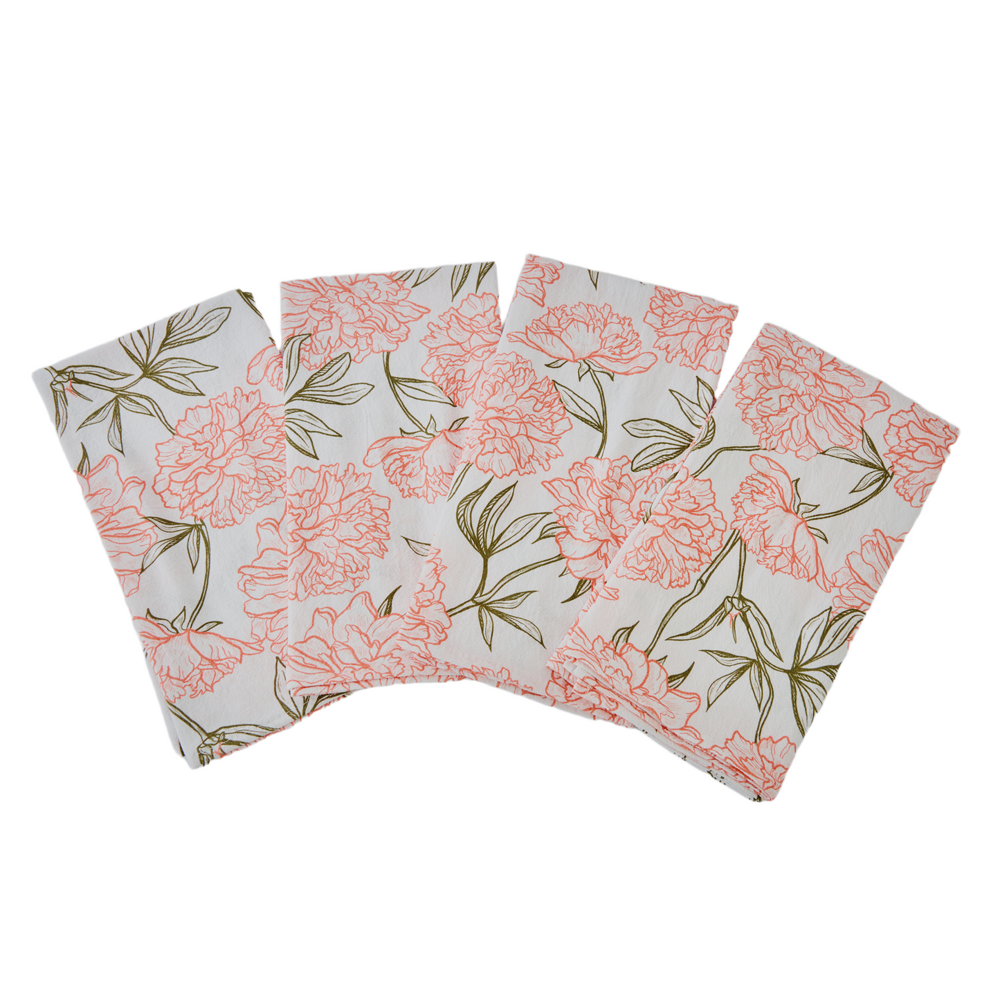 Peony Blossom Cotton Napkins – Set of 4 | Reusable Floral Dinner Napkins