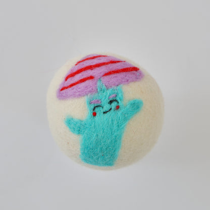 Pink Mushroom Eco Wool Laundry Dryer Balls - Set of 3