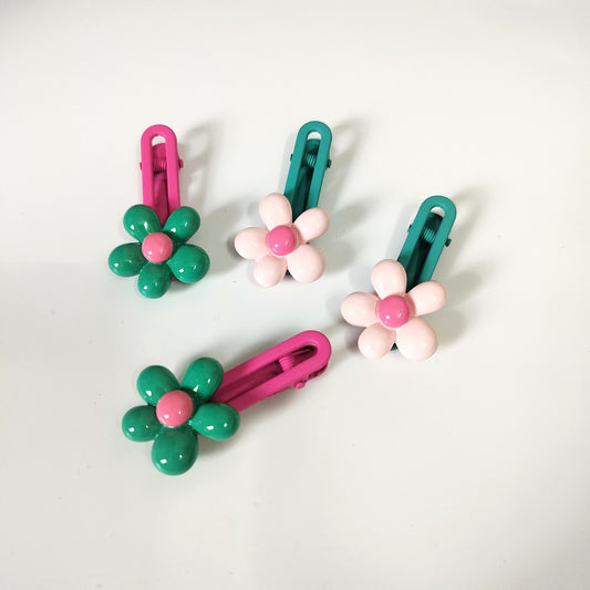 Playfully Patterned Flower Hair Clip Set of 2