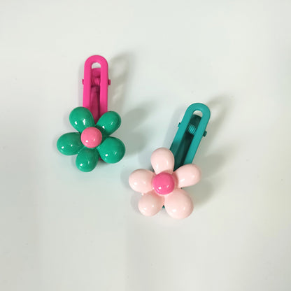 Playfully Patterned Flower Hair Clip Set of 2