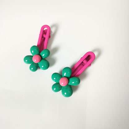 Playfully Patterned Flower Hair Clip Set of 2