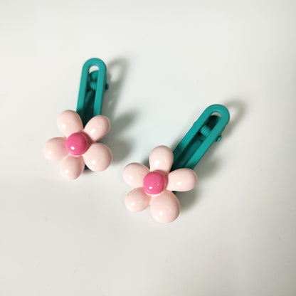 Playfully Patterned Flower Hair Clip Set of 2