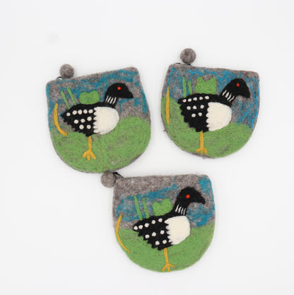 Puffin Felt Wallet - Wool Felt Pouch Hand Carry Coin Purse
