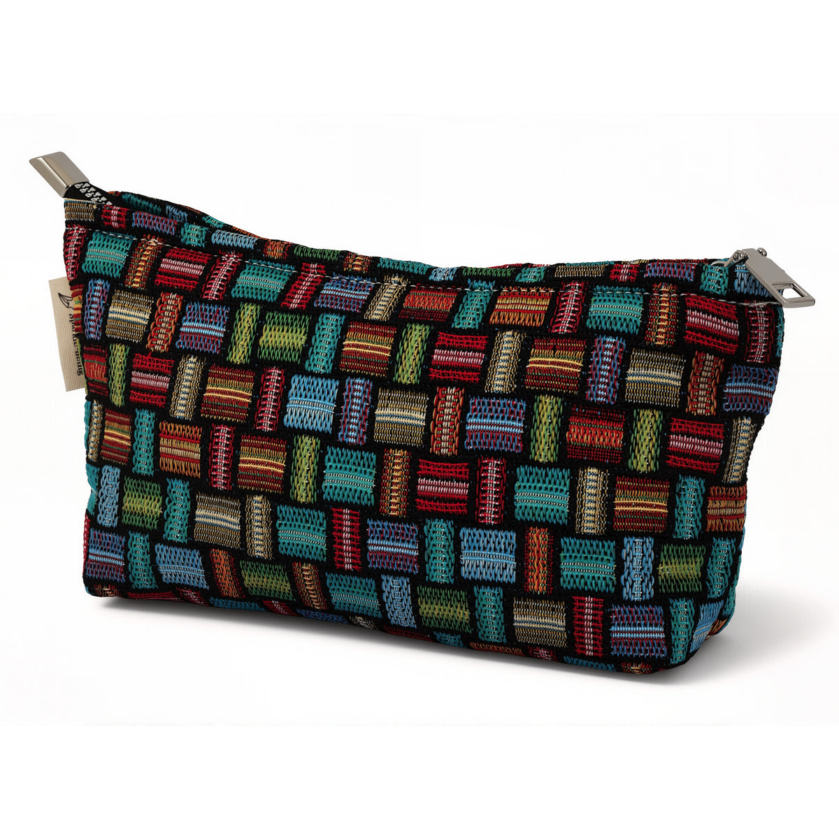 Rainbow Woven Mosaic Toiletry / Makeup Bag - Travel-Friendly Cosmetic Bag