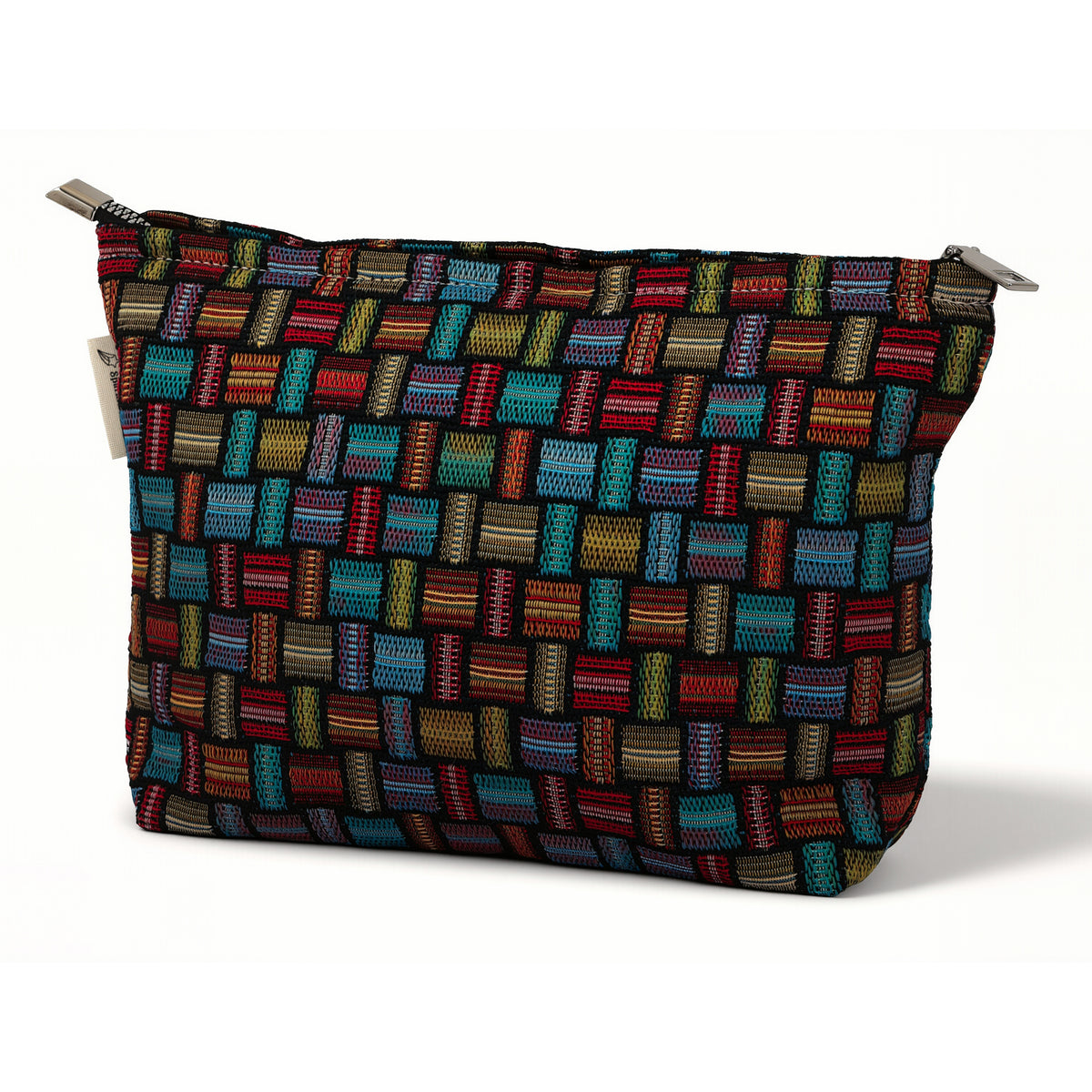 Rainbow Woven Mosaic Toiletry / Makeup Bag - Travel-Friendly Cosmetic Bag
