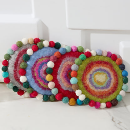 Rainbow Spiral Felt Coffee Cup Mug Table Mat Coasters (Random Color)