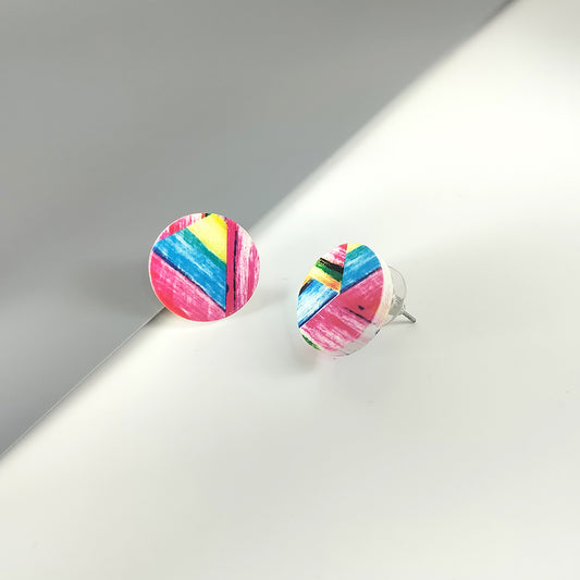Rainbow Brushstroke Stud Earrings