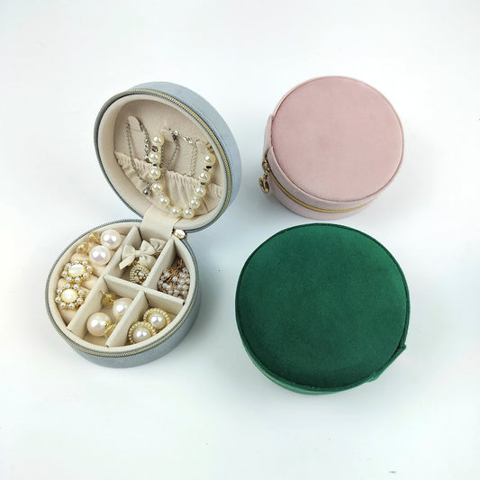 Portable Round Vegan Leather Ring Jewelry Storage Gift Box