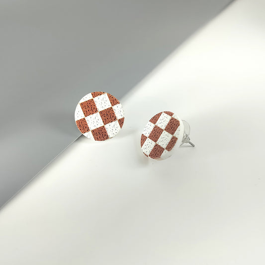 Rustic Check Stud Earrings