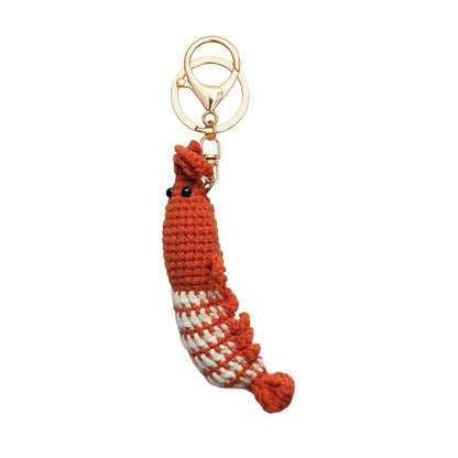 Shrimp Crochet Keychain - Prawn Bag Charm