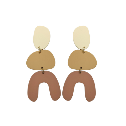 Stacked Statement Acrylic Earrings - Shifting Sand