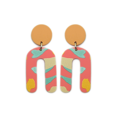 Stacked Statement Acrylic Earrings - Southwest Sunset