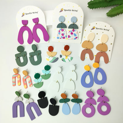 Stacked Statement Acrylic Earrings - Forest Arc