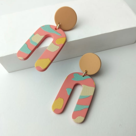 Stacked Statement Acrylic Earrings - Southwest Sunset