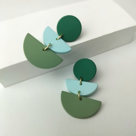 Stacked Statement Acrylic Earrings - Verdant Cascade
