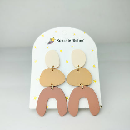 Stacked Statement Acrylic Earrings - Shifting Sand