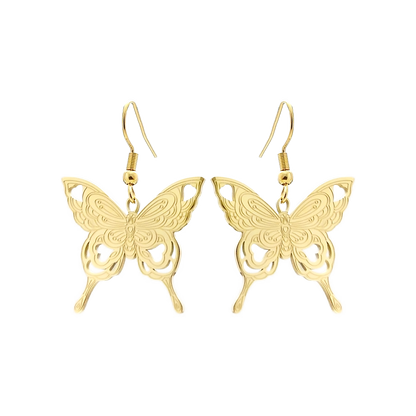 Stainless Steel Drop Earrings - Beautiful Butterfly
