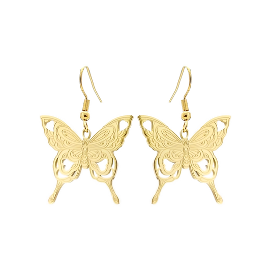 Stainless Steel Drop Earrings - Beautiful Butterfly