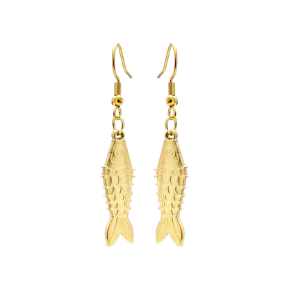 Stainless Steel Drop Earrings - Golden Fish