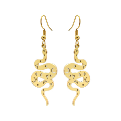 Stainless Steel Drop Earrings - Starlight Snake
