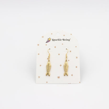 Stainless Steel Drop Earrings - Golden Fish