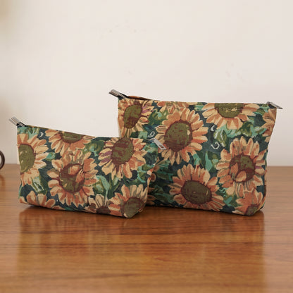 Sunflower Garden Toiletry / Makeup Bag - Travel-Friendly Cosmetic Bag