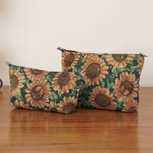 Sunflower Garden Toiletry / Makeup Bag - Travel-Friendly Cosmetic Bag