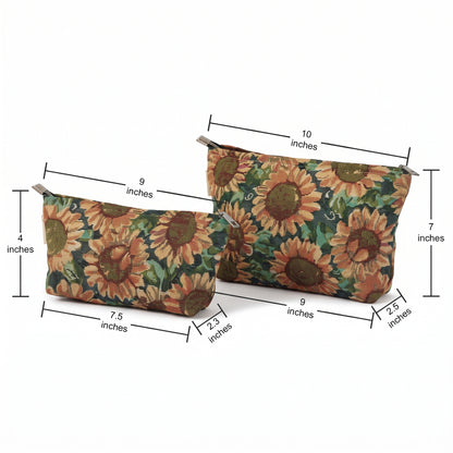 Sunflower Garden Toiletry / Makeup Bag - Travel-Friendly Cosmetic Bag