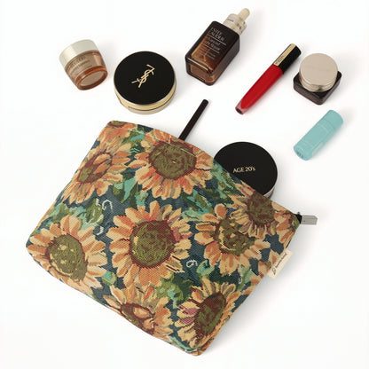Sunflower Garden Toiletry / Makeup Bag - Travel-Friendly Cosmetic Bag